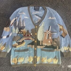 Exceptional vintage Berek Marta D Dutch Landscape cardigan